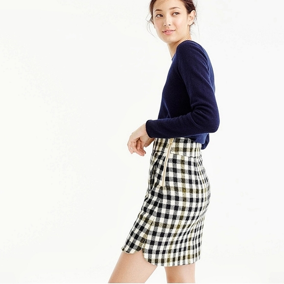 J Crew Dark Academia Plaid Check Wool Mini Skirt Worn by Vanessa Hudgens - Picture 7 of 14